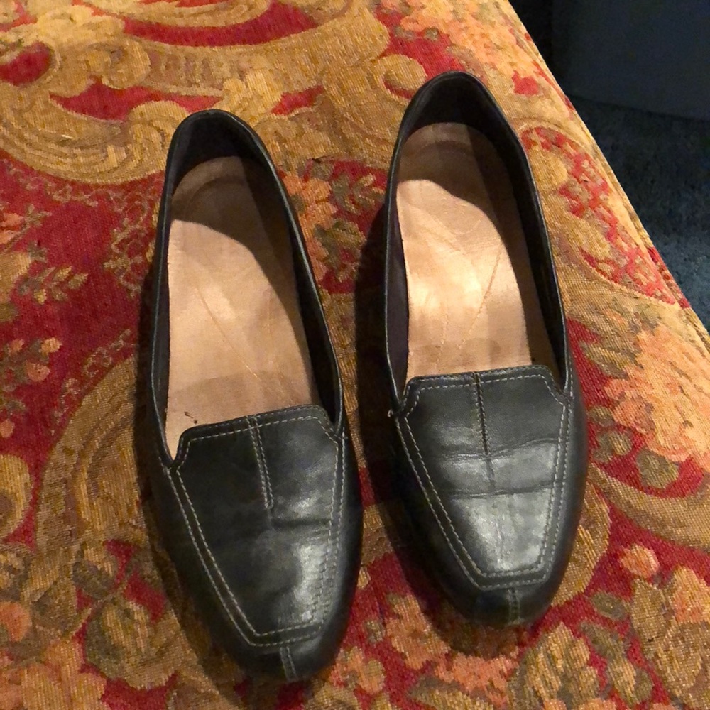 Clark’s black leather flats. Size 9.5.